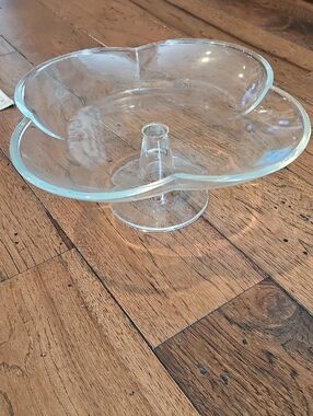 Clear Glass Flower-Shaped Pedestal Dish